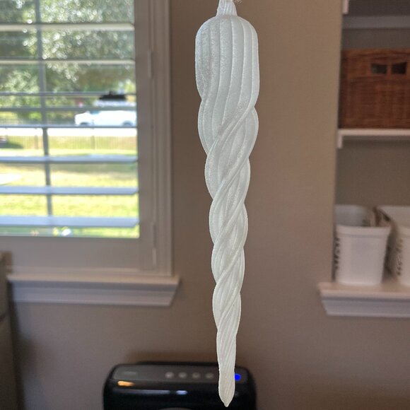 Christmas Ornaments Set of Two Large Hand Blown Icicles Frosted and Icy - Picture 3 of 4